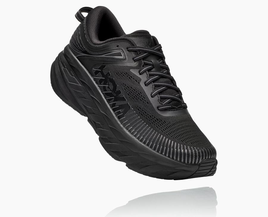 Hoka One One Bondi 7 - Men Running Shoes - Black,Australia UPZ-823704